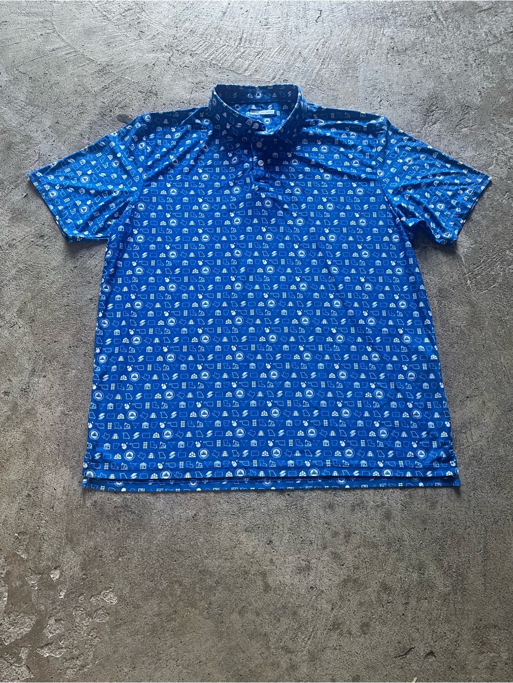 FORE FATHERS Men’s Royal Blue Printed Polo Shirt